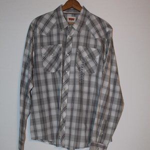 NWOT Levi's Gray Long Sleeve Pearl Snap Button, Size‎ Large